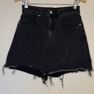 Stylish Black Frayed Denim Shorts